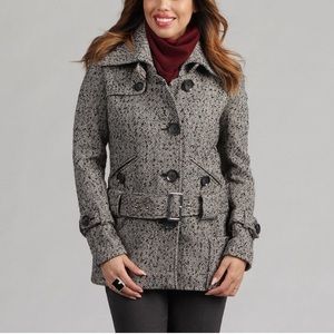 Nicole Miller herringbone tweed wool coat